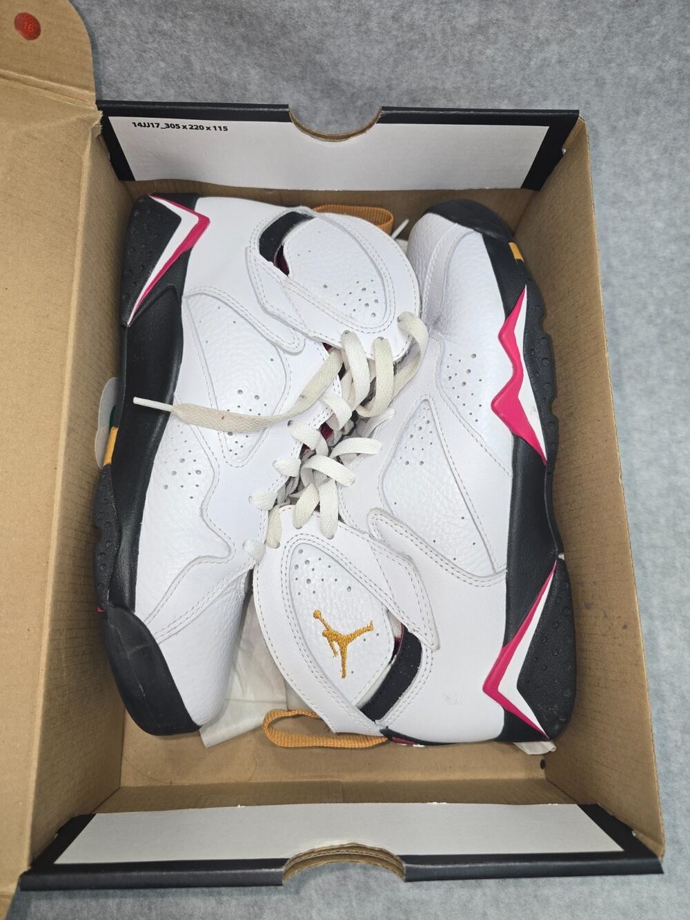 Air Jordan 7 Retro Cardinal 2022 GS Size 7Y DQ6040-106 White Red Sneakers Box